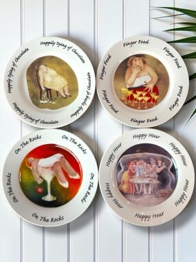 Erika Oller House of Prill Whimsical Cocktail Dessert Plates Set of 4